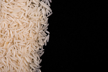 rice closeup. rice on a black background.