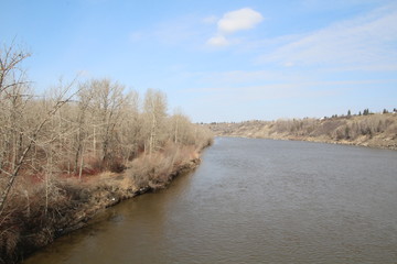 Spring Flow Of The North Saskatchewan River, Gold Bar Park, Edmonton, Alberta