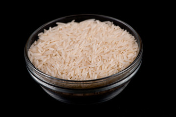 rice closeup. rice on a black background.