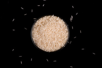 rice closeup. rice on a black background.