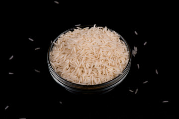 rice closeup. rice on a black background.