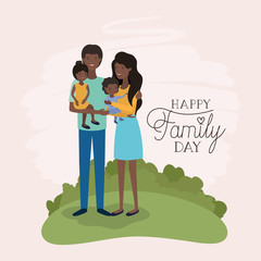 family day card with black parents and daughter leafs crown