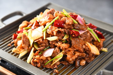 grilled meat and vegetables