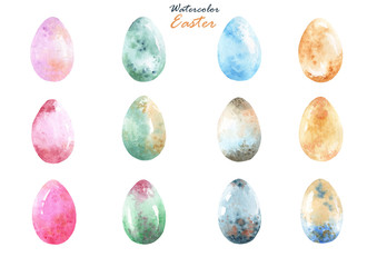 Watercolor set of easter eggs