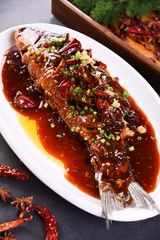 grilled salmon steak with sauce