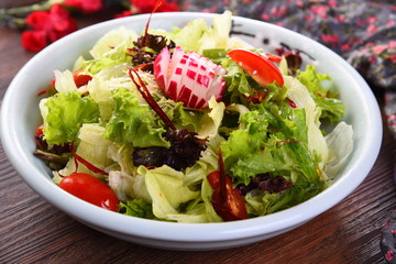 fresh salad with tomatoes and cheese