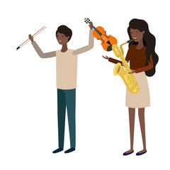 couple with musical instruments avatar character