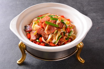 italian pasta with tomato sauce and vegetables