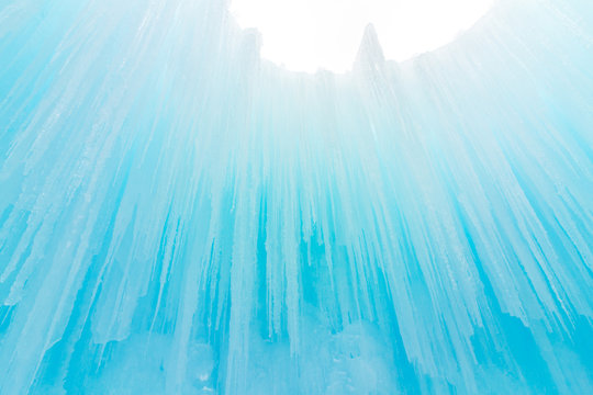 Ice Floe - Icicles cover the vast walls of the Ice Castles. Dillon, Colorado, USA