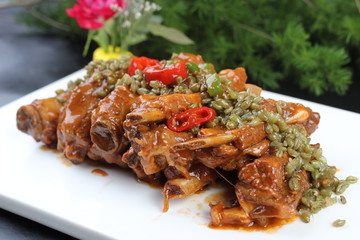 grilled meat and vegetables