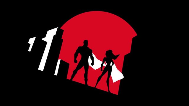 Superhero Couple Background Symbol Animation