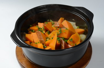 vegetables in a pan