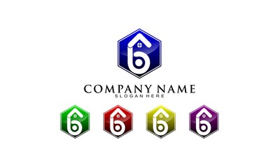 Letter B and home icon set template