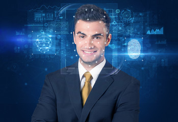 Biometric verification -  face and fingerprint detection concept