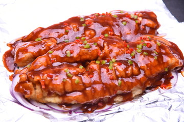 grilled beef steak with sauce
