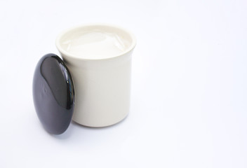 potted blue stilton cheese in a ceramic jar