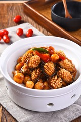 beef stew with roasted potatoes and carrots