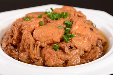 fried chicken with rice and vegetables on plate