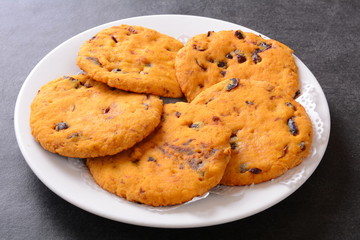 cookies on a plate isolated on white