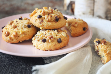 Homemade walnuts and chocolate cookies
