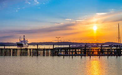 Sunset in the harbor