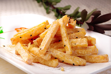 french fries with ketchup and mayonnaise