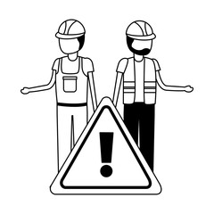 workers contruction warning sign