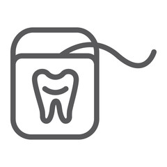 Dental floss line icon, dentist and dentistry, tooth care sign, vector graphics, a linear pattern on a white background.