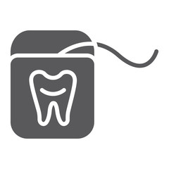 Dental floss glyph icon, dentist and dentistry, tooth care sign, vector graphics, a solid pattern on a white background.