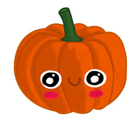 Kawaii pumpkin with face