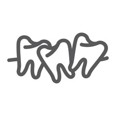 Crooked teeth line icon, dental and dentistry, cavity sign, vector graphics, a linear pattern on a white background.