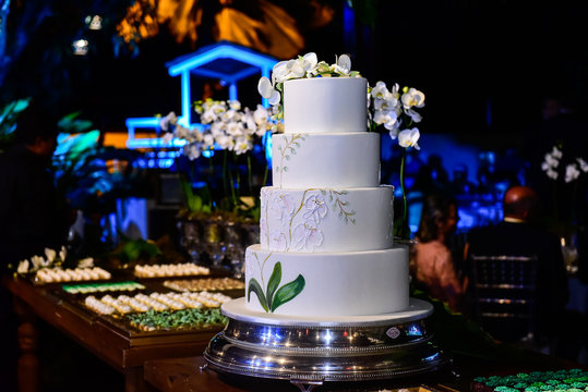 Four Tier White Wedding Cake