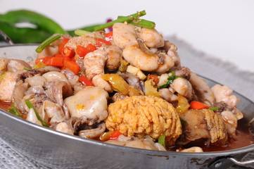 fried chicken with vegetables