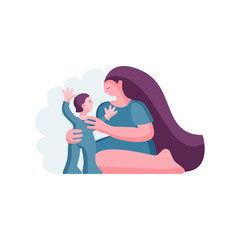 Mother and child. Mother hugs the child. Vector illustration.