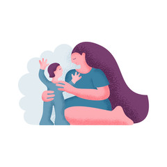 Mother and child. Mother hugs the child. Vector illustration.