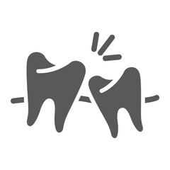 Wisdom teeth glyph icon, dentistry and dental, unhealthy teeth sign, vector graphics, a solid pattern on a white background.