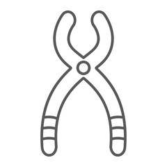 Dental forceps thin line icon, dentistry and teeth, dentist tool sign, vector graphics, a linear pattern on a white background.