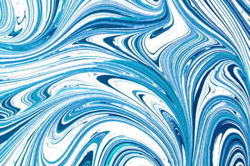 Blue and white paint pigment mix. Ornament mosaic swirl shapes background. - Powered by Adobe