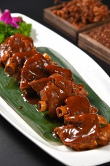 grilled pork meat and vegetables