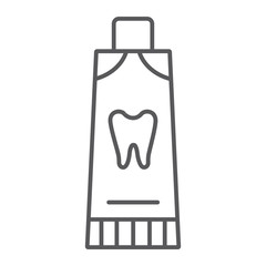 Toothpaste thin line icon, dental and tube, tooth care sign, vector graphics, a linear pattern on a white background.