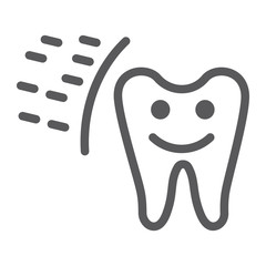 Protected tooth line icon, mouth and dental, healthy tooth sign, vector graphics, a linear pattern on a white background.