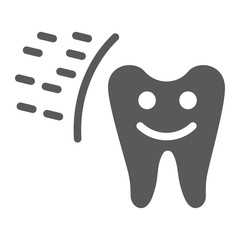 Protected tooth glyph icon, mouth and dental, healthy tooth sign, vector graphics, a solid pattern on a white background.