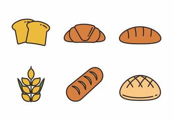 Set of bread vector illustration with simple design. Bakery icon 