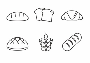 Set of bread icon with outline design. Bread vector illustration 