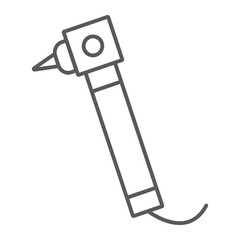 Dental drill thin line icon, medical and dentistry, dentist instrument sign, vector graphics, a linear pattern on a white background.