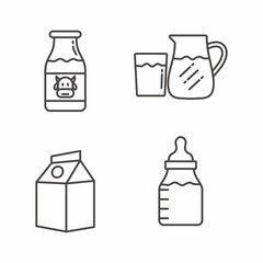 Set of milk icon with outline design. Milk vector illustration 