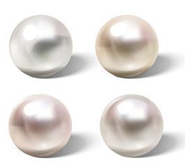 Realistic different colors pearls set.