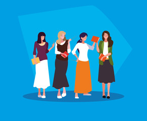 Obraz premium group of teachers girls avatar character