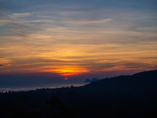 Fototapeta na wymiar Beautiful, multi-colored clouds at sunset. Ko Phangan.Thailand.