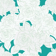Zelfklevend Fotobehang Modern rose flowers seamless pattern design © Carrie